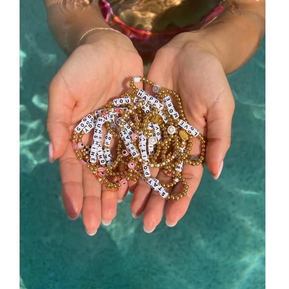 NWT Little Words Project 14k Gold Waterproof ‘You Got This’ Beaded Bracelet S/M - Picture 12 of 16